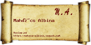 Mahács Albina névjegykártya